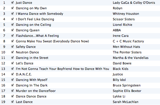 Today's playlist, the “Just Dance” edition